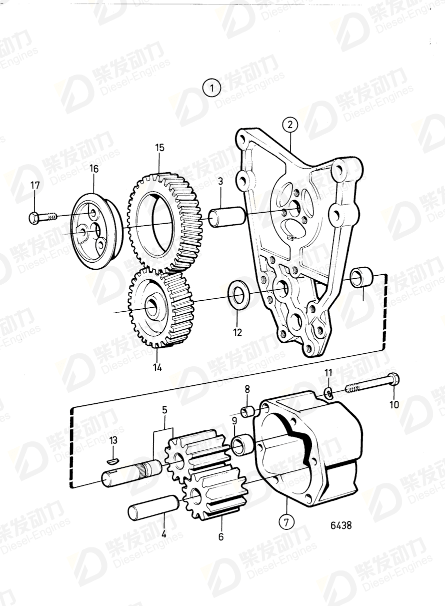 VOLVO Oil pump wheel 1544130 Drawing